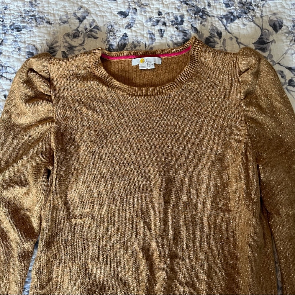 Boden Sparkle Puff Sleeve Sweater Gold - Picture 4 of 9